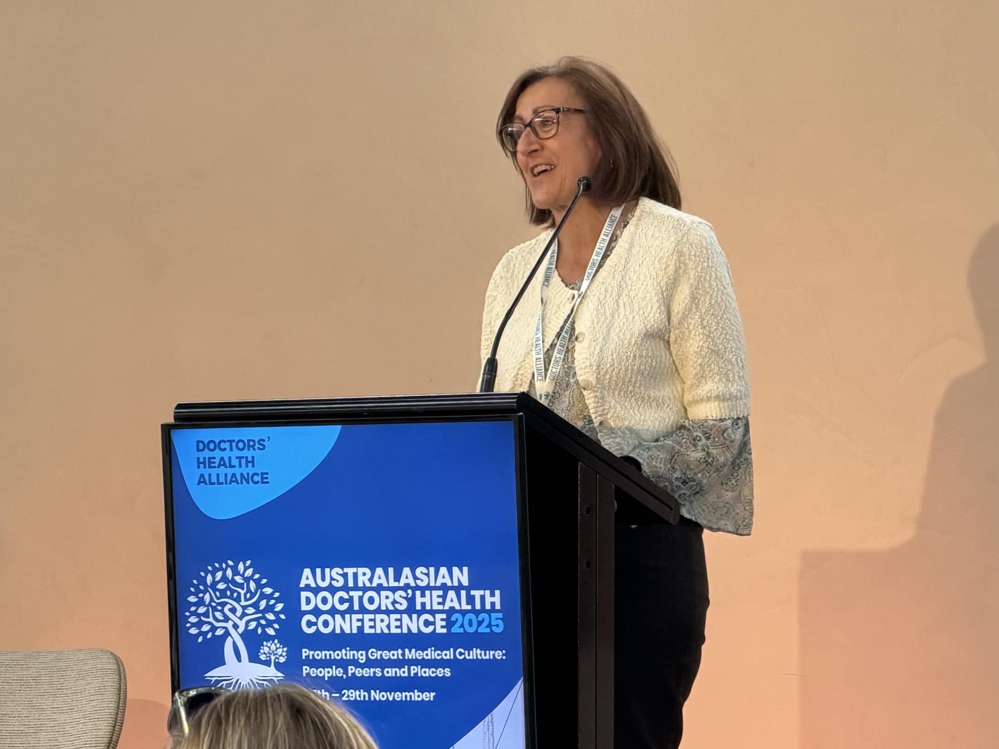 Speaker presenting at the Australasian Doctors' Health Conference 2025