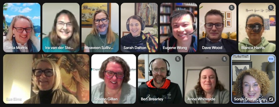 The Capstan coach community connecting on a video call