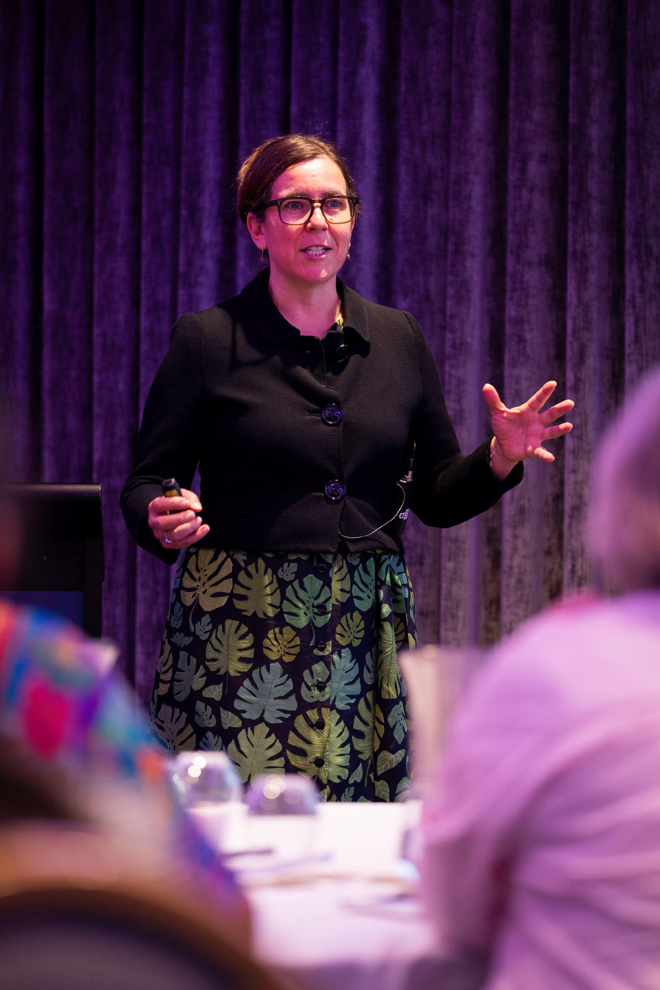 Facilitator presenting a workshop to a seated audience